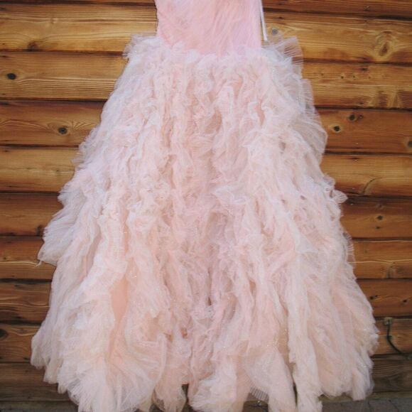 MAC DUGGAL 20576 Womens Pink One Shoulder Glitter Tulle Gown Dress - Picture 9 of 15